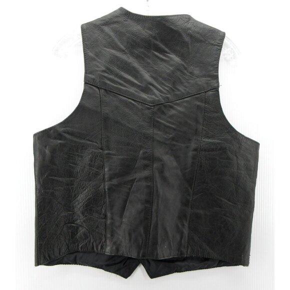 Unik Vest 42 Genuine Leather Jacket Motorcycle Western Snap Front * - Picture 5 of 11